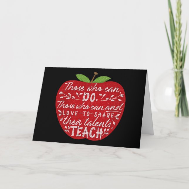 School Teacher Thank You | Apple Teaching Quote Card (Front)
