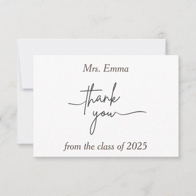 School Teacher Thank You Greeting Gift Card  (Front)