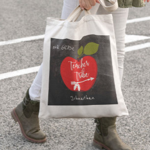School teacher tribe   red apple blackboard pupil tote bag