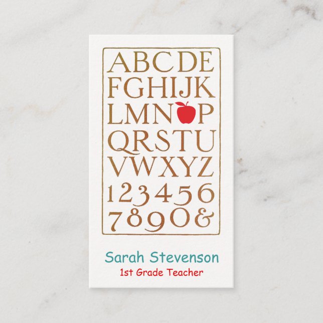 School Teacher Vintage Alphabet Business Card (Front)