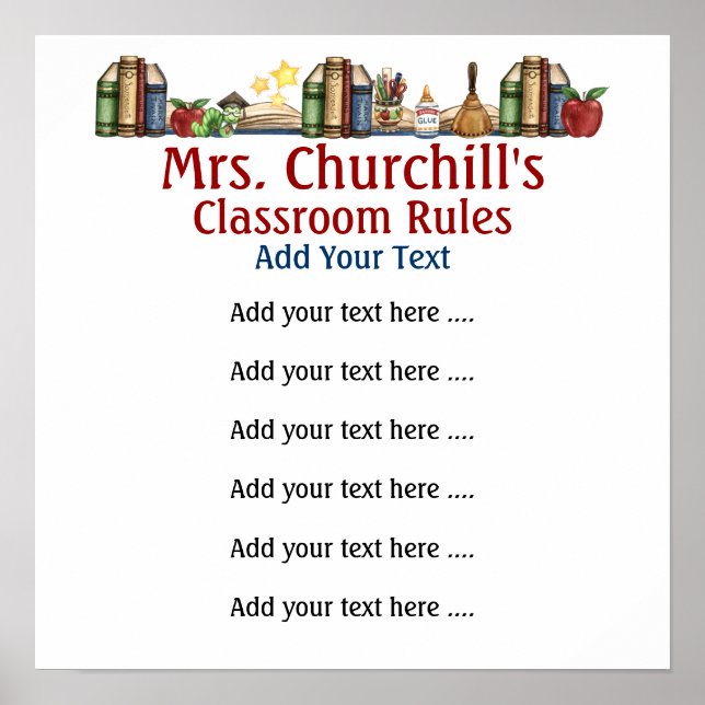 School Teacher's Classroom Rules #3  by SRF Poster (Front)