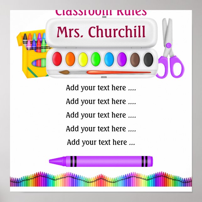 School Teacher's Classroom Rules by SRF Poster (Front)