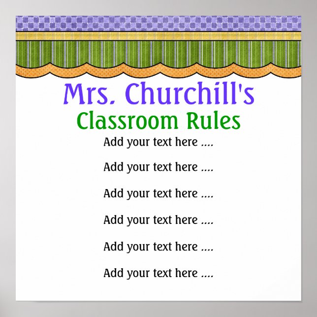 School Teacher's Classroom Rules LG. by SRF Poster (Front)