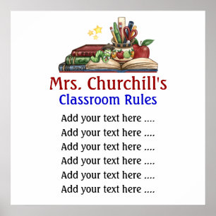 School Teacher's Classroom Rules Lg. by SRF Poster