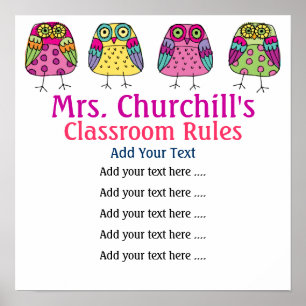 School Teacher's Classroom Rules LG. by SRF Poster