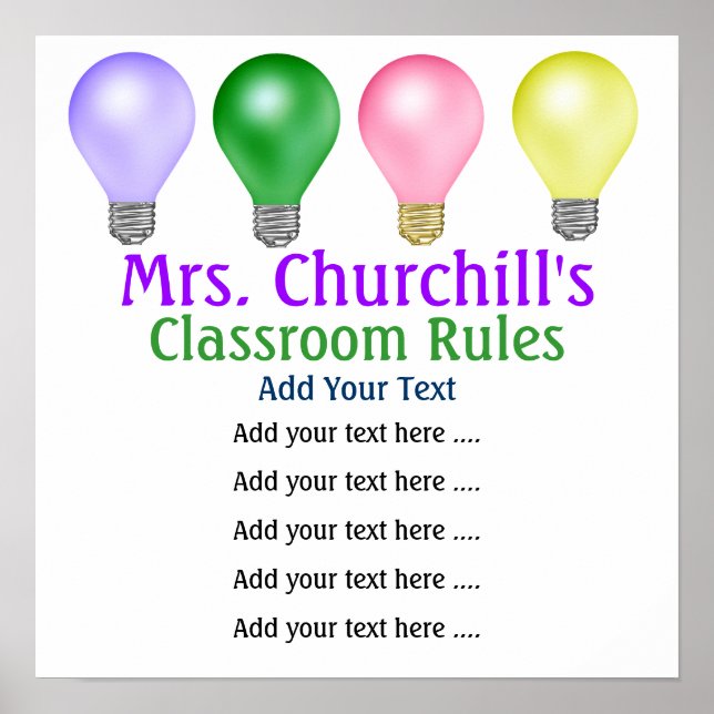 School Teacher's Classroom Rules LG. by SRF Poster (Front)