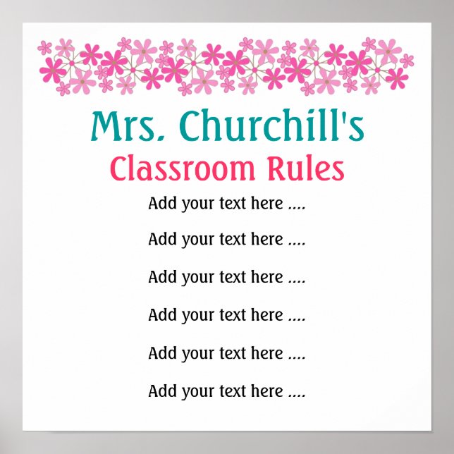 School Teacher's Classroom Rules LG. by SRF Poster (Front)