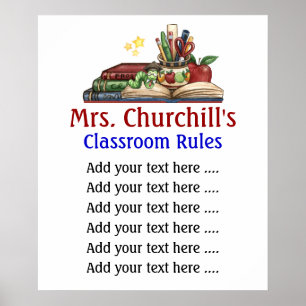 School Teacher's Classroom Rules Lg. by SRF Poster