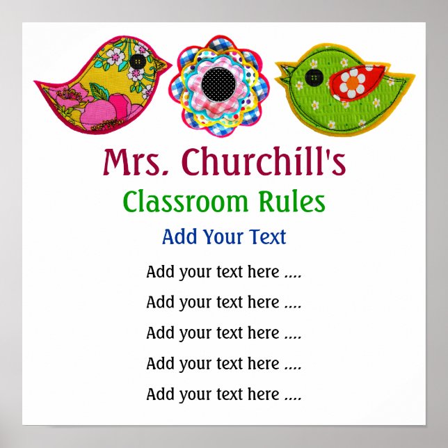 School Teacher's Classroom Rules - SRF Poster (Front)