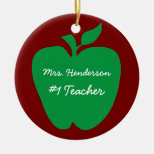 School Teacher's Green Apple Gift Ceramic Tree Decoration