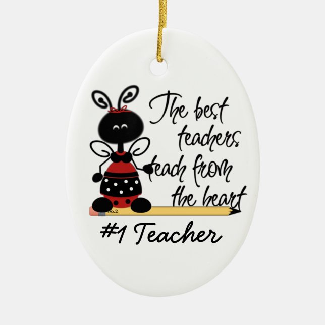 School Teacher's Ladybug Gift Ornament (Front)