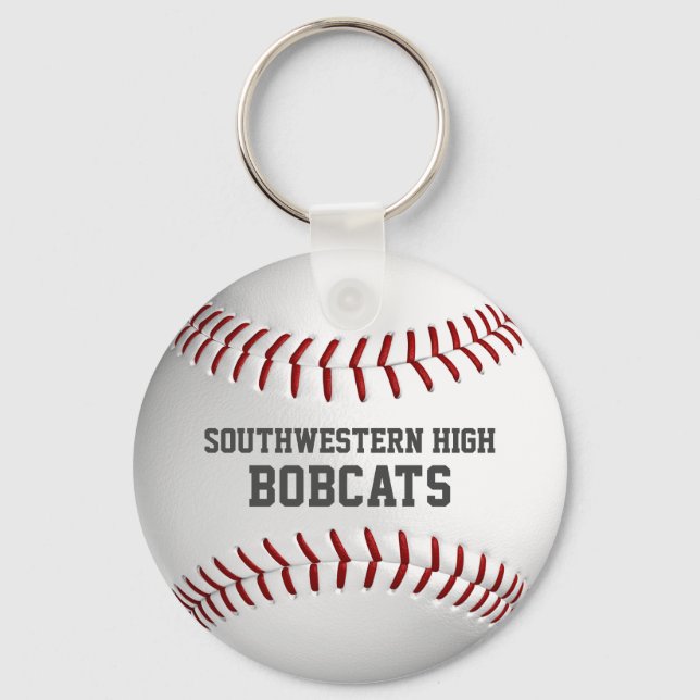 School team and player name simple baseball key ring (Front)