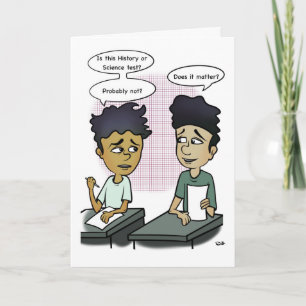 School Test Cartoon Greeting Card