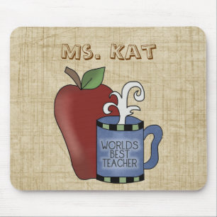 School Theme Best Teacher Apple Fun Mousepad