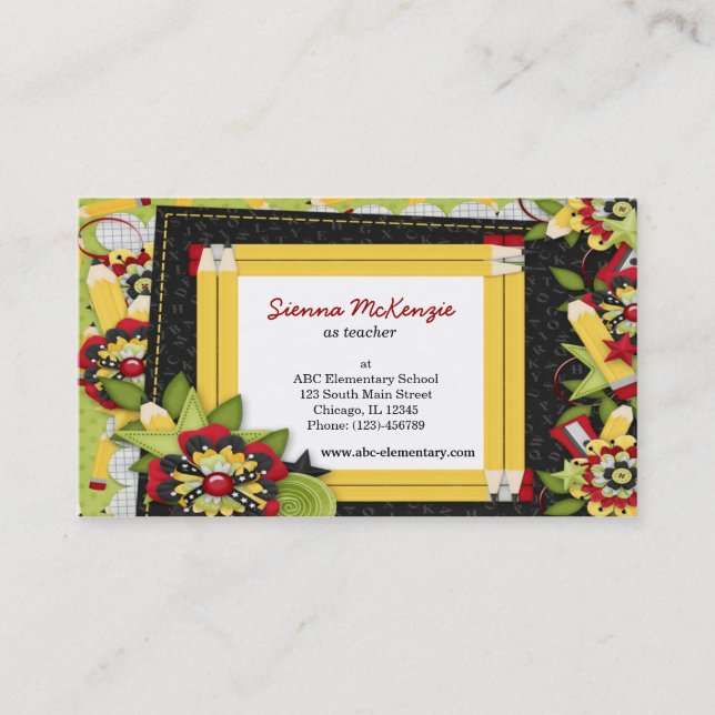 School theme business card (Front)
