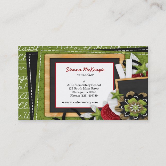 School theme business card (Front)