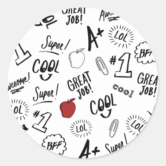 School Time Classic Round Sticker (Front)