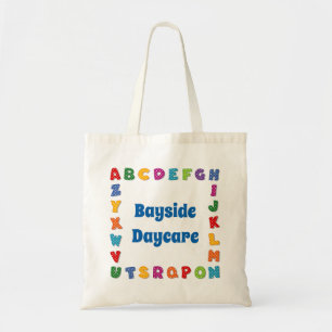 School Tote Bag with Bright Polka Dot Alphabet