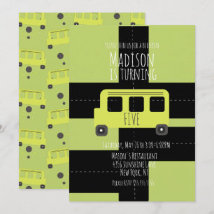 School Transportation Wheel Bus Invitation