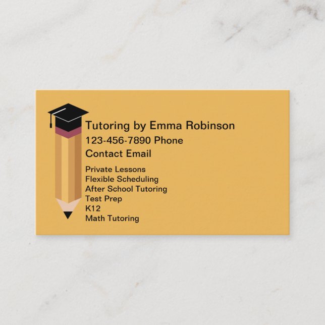 School Tutoring Educational Services Business Card (Front)