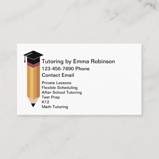 School Tutoring Educational Services Business Card (Front)