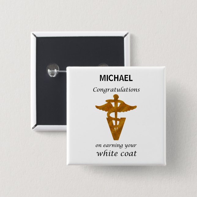 School Veterinary White Coat Ceremony 15 Cm Square Badge (Front & Back)