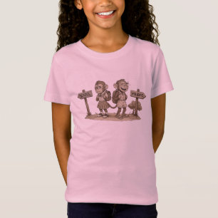 School Vs Holiday Girls Monkey Back To School T-Shirt