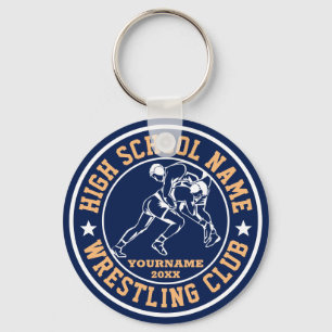 School Wrestling Club Wrestler Custom Colour Sport Key Ring
