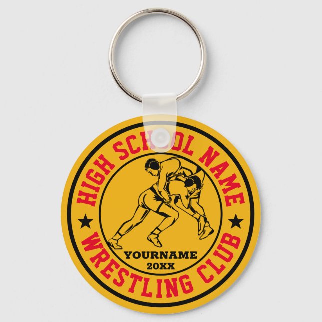 School Wrestling Team Wrestler Custom Colour Sport Key Ring (Front)