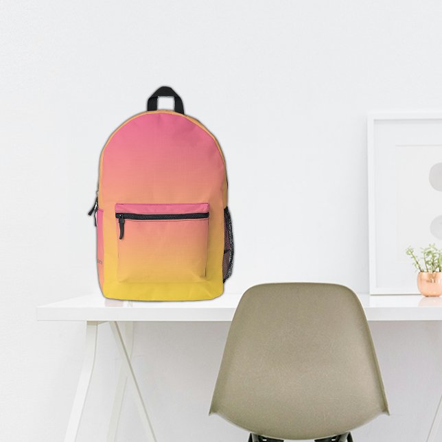 School Yellow Ombre Custom Name Printed Backpack (Creator Uploaded)