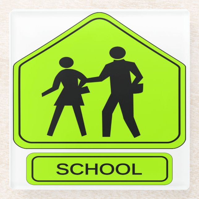 School Zone Glass Coaster (Front)