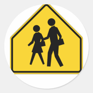 School Zone Highway Sign Classic Round Sticker