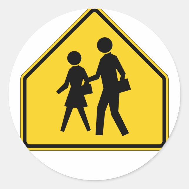School Zone Highway Sign Classic Round Sticker (Front)