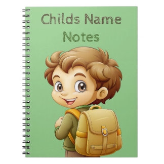 Schoolboy with backpack Notes Notebook