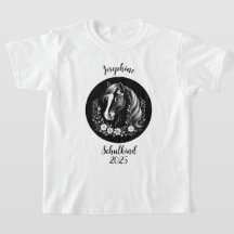 schoolchild 2025 - Horse with flowers - black and