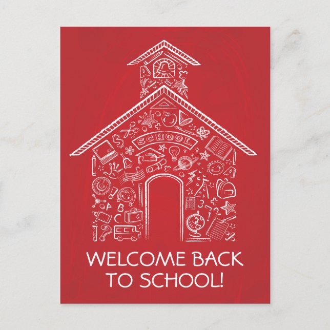 Schoolhouse Teachers Postcard - Red (Front)