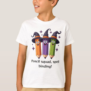 Schools Halloween Tee Pencil Squard Spells