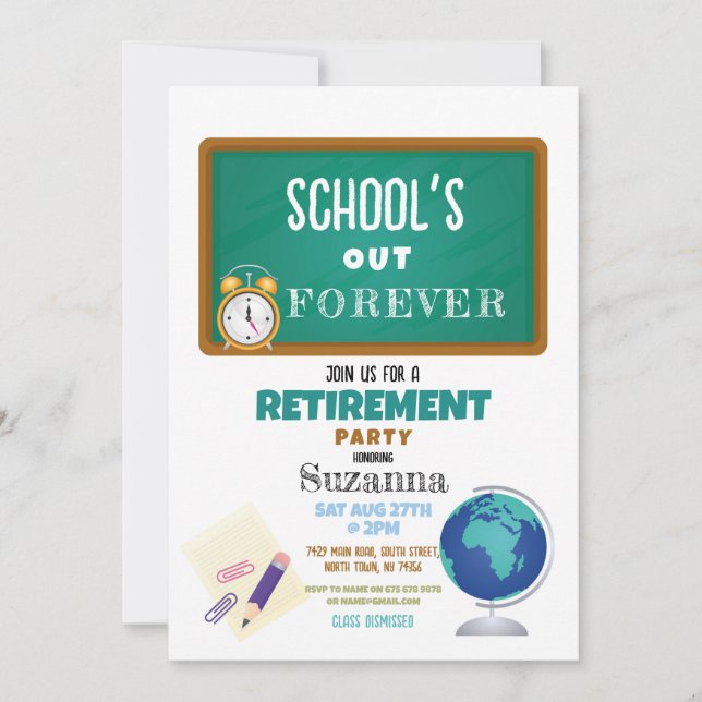 Schools Our Forever Retirement Party Teacher Invitation (Front)