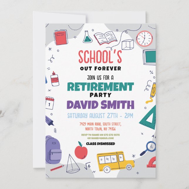 Schools Our Forever Retirement Party Teacher  Invitation (Front)