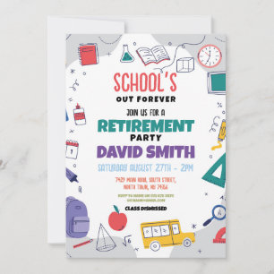 Schools Our Forever Retirement Party Teacher  Invitation