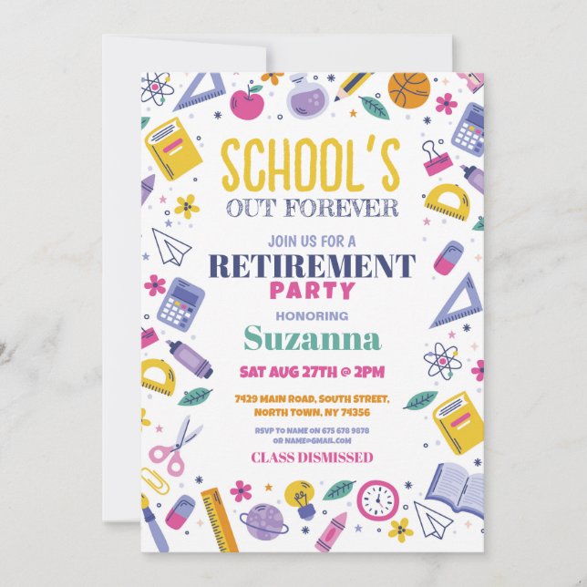 Schools Our Forever Retirement Party Teacher Invitation (Front)