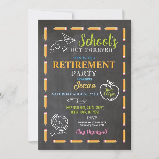 Schools Our Forever Retirement Party Teacher Invitation (Front)