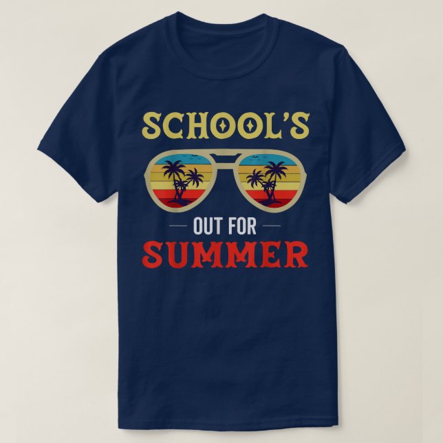 Schools Out for Beach Summer Senior Teacher Sungla T-Shirt (Design Front)