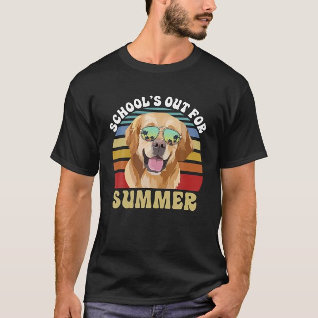 Schools Out For Summer Beach Golden Retriever Dog T-Shirt (Front)