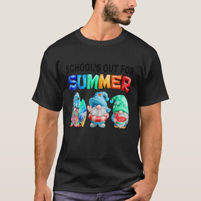 School's Out For Summer Gnomes Teacher Student T-Shirt (Front)