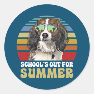 Schools Out for Summer Nederlandse Kooikerhondje Classic Round Sticker