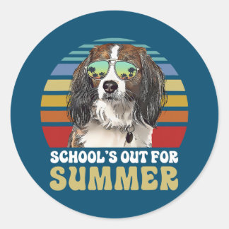 Schools Out for Summer Nederlandse Kooikerhondje Classic Round Sticker