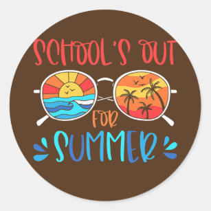 Schools Out For Summer Retro Last Day Of School Classic Round Sticker