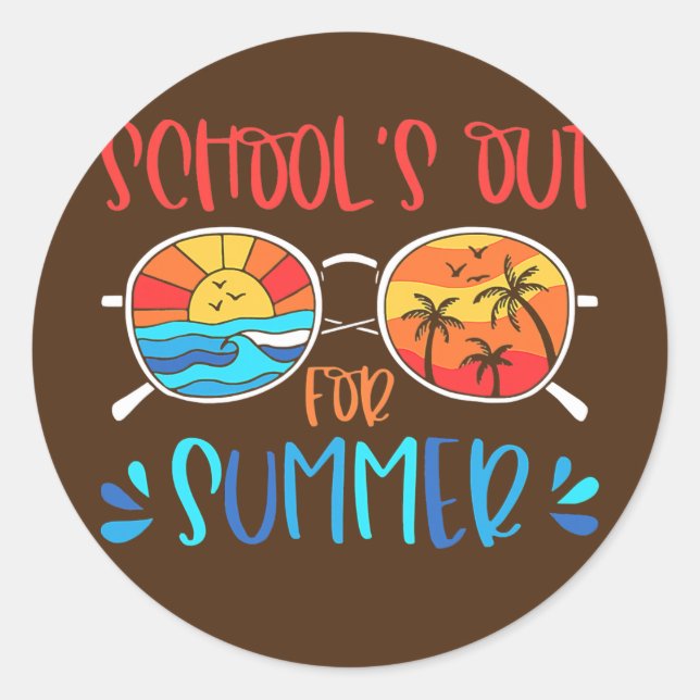 Schools Out For Summer Retro Last Day Of School Classic Round Sticker (Front)