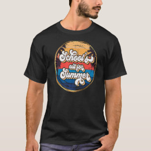 School's Out For Summer Retro Sunset Teacher Stude T-Shirt